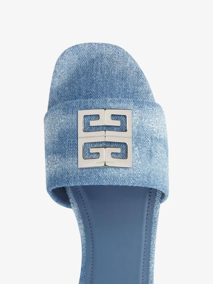 Women Slides and Sandals Givenchy 4G Mules In Washed Denim Medium Blue Women Slides and Sandals Givenchy 4G Mules In Washed Denim Medium Blue