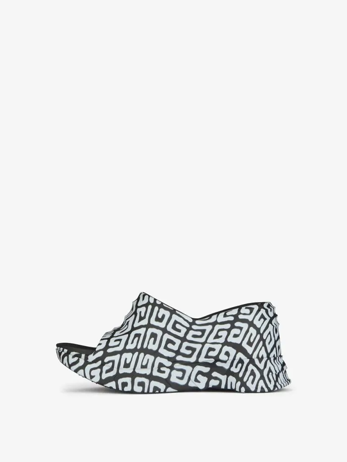 Women Slides and Sandals Givenchy Marshmallow Sandals In Rubber With Tag Effect 4G Print Blackwhite