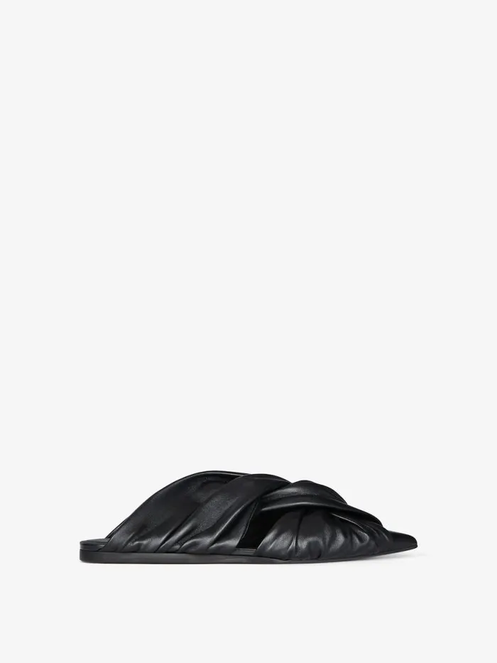Women Slides and Sandals Givenchy Twist Flat Mules In Leather Black