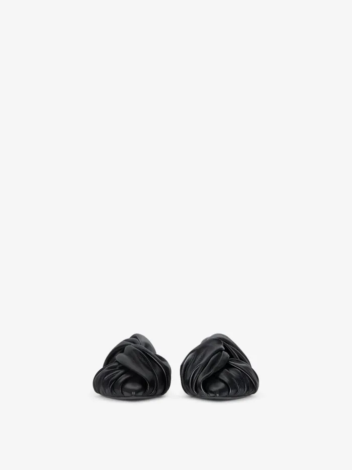 Women Slides and Sandals Givenchy Twist Flat Mules In Leather Black