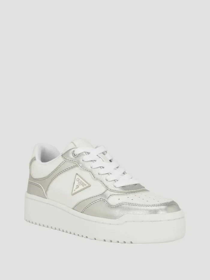 Women Sneakers GUESS Miram TwoTone Sneakers White Silver
