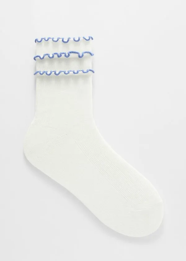 Women Socks and Tights and Other Stories Triple Frill Socks Whiteandlight Blue