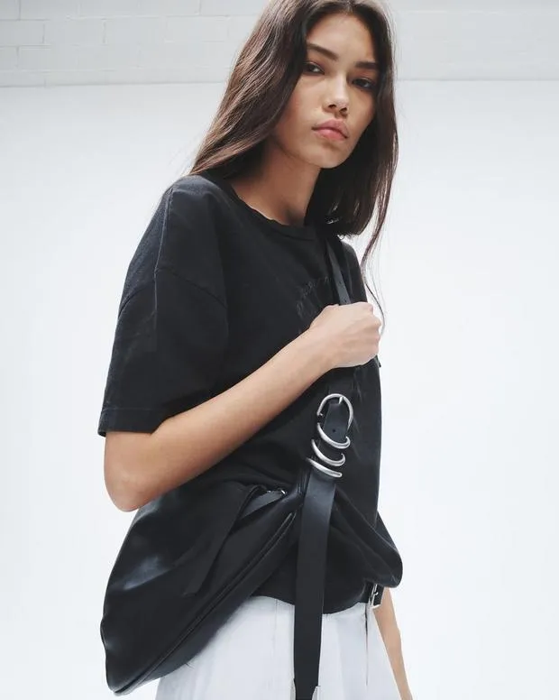 Women Spire Leather Shoulder Bag Black Handbags rag and bone
