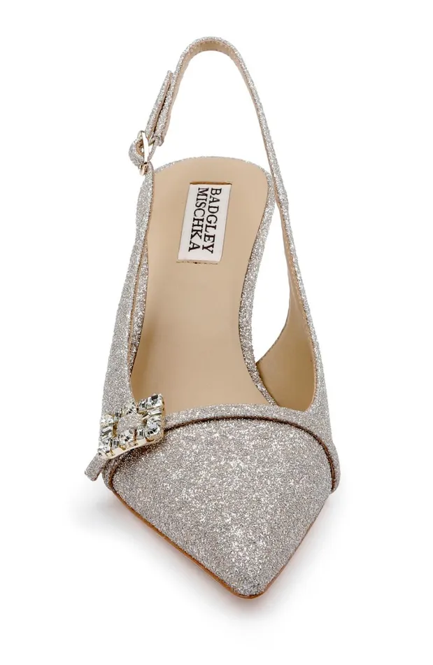 Women Stiletto Badgley Mischka Annmarie Jeweled Slingback Stiletto Pumps Black