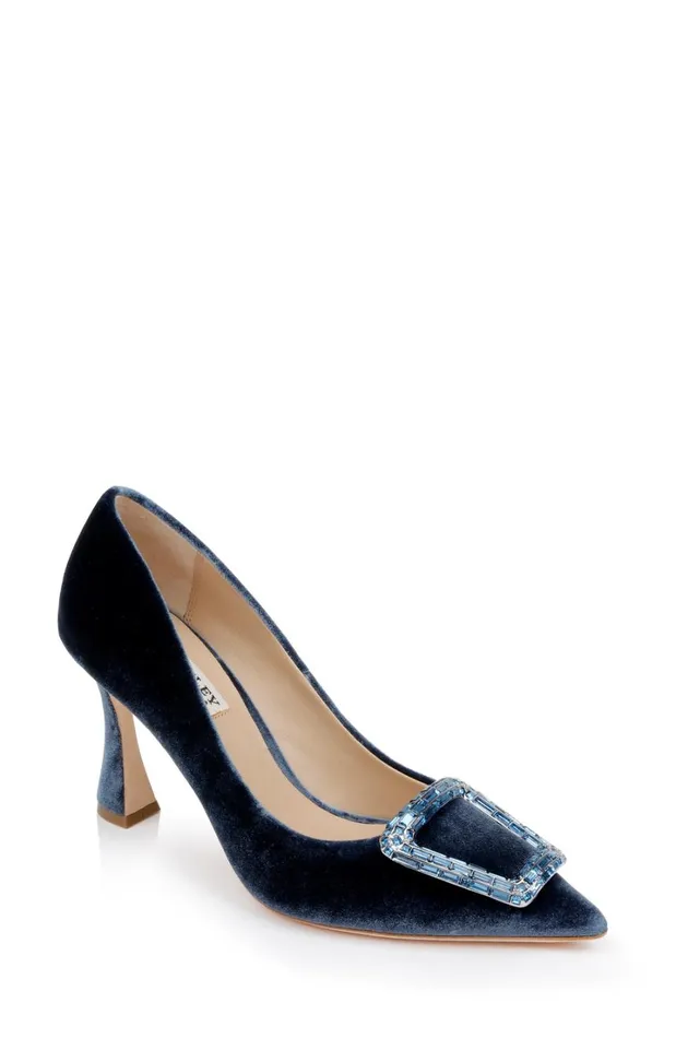Women Stiletto Badgley Mischka Aubree Pointed Toe Stiletto Pumps With Crystal Buckle Black