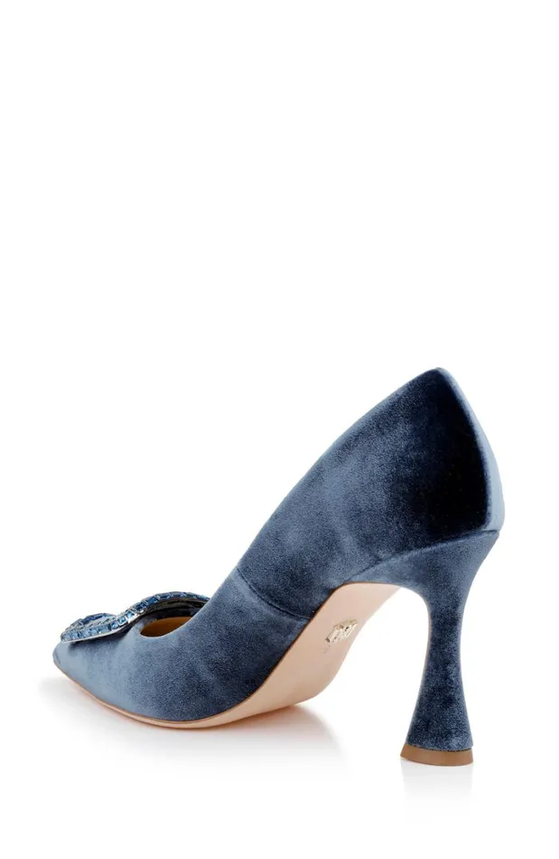 Women Stiletto Badgley Mischka Aubree Pointed Toe Stiletto Pumps With Crystal Buckle Black
