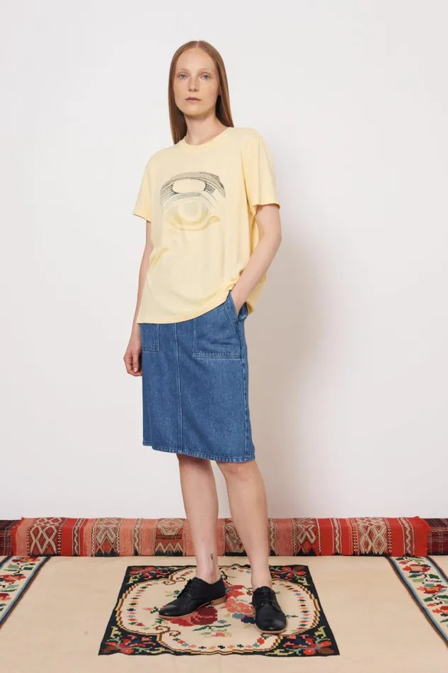 Women Stone Wash Shona Midi Skirt Raquel Allegra Bottoms