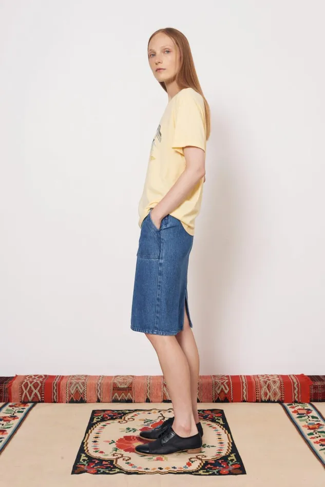 Women Stone Wash Shona Midi Skirt Raquel Allegra Bottoms