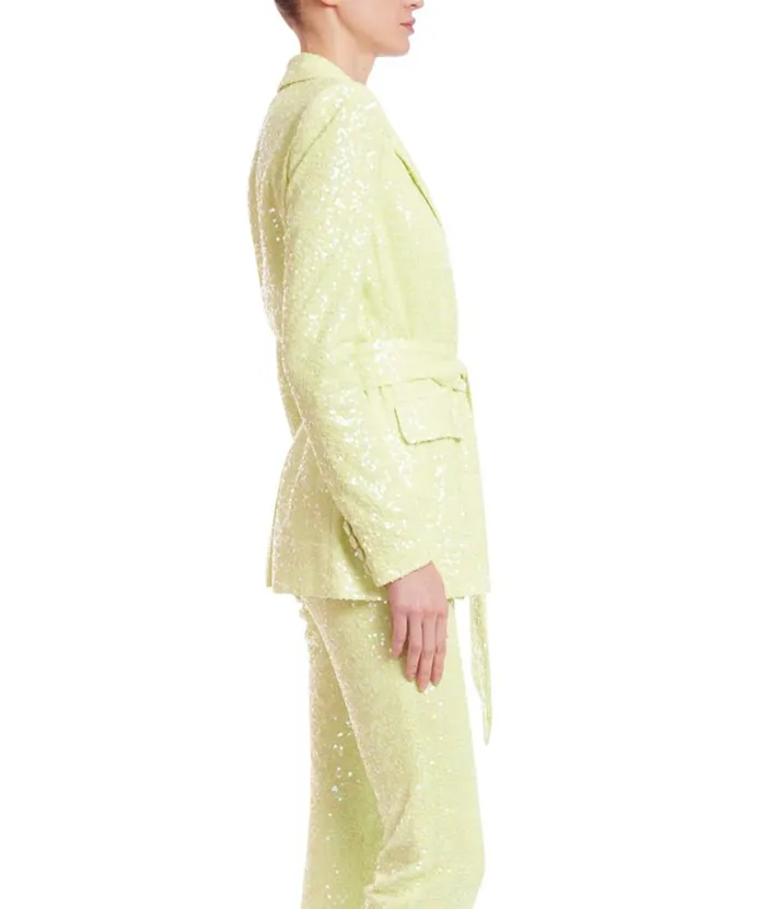Women Suits Badgley Mischka Wrap Sparkle Blazer Lime