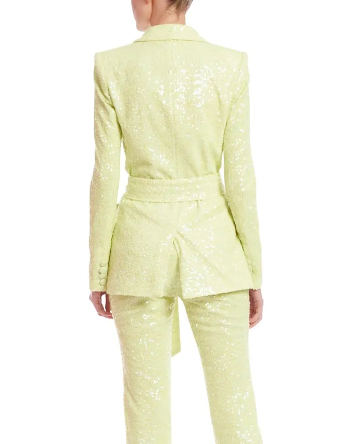 Women Suits Badgley Mischka Wrap Sparkle Blazer Lime