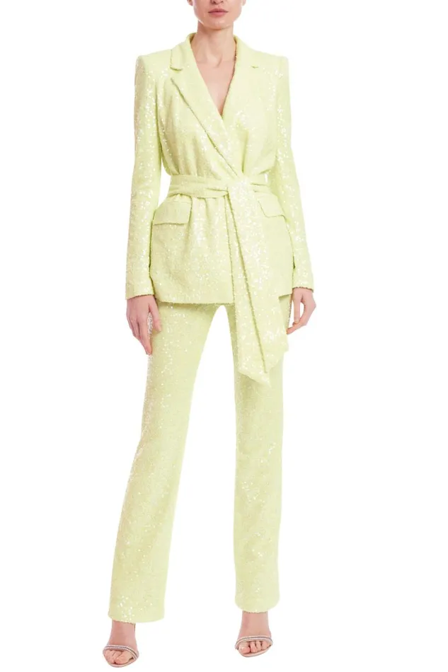 Women Suits Badgley Mischka Wrap Sparkle Blazer Lime