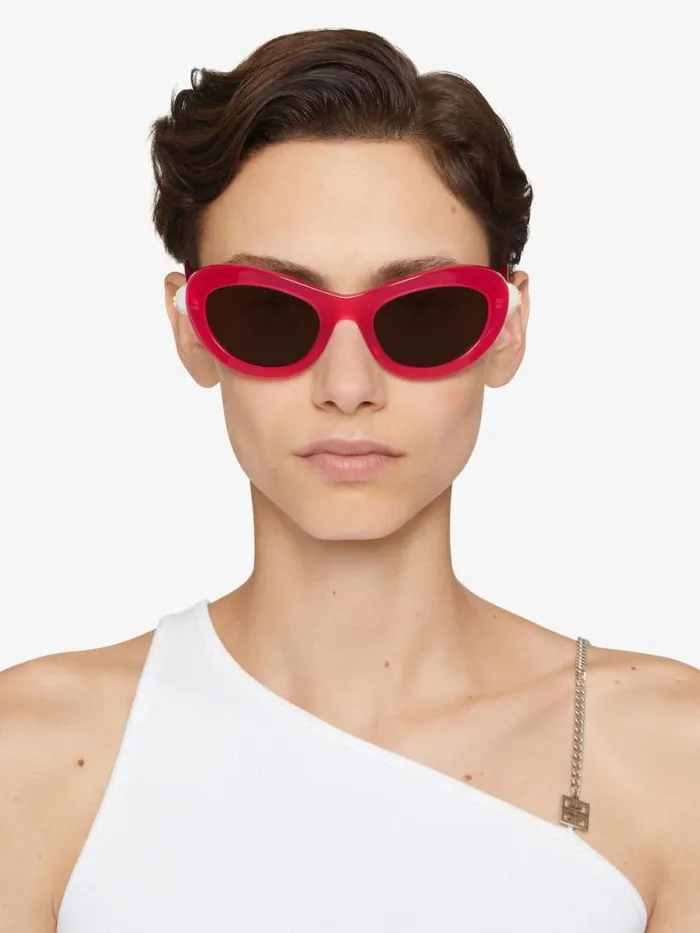 Women Sunglasses Givenchy 4G Pearl Sunglasses In Acetate With Crystals Fuchsia