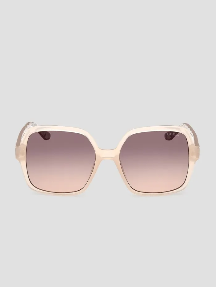 Women Sunglasses GUESS Square G Plastic Sunglasses Blush