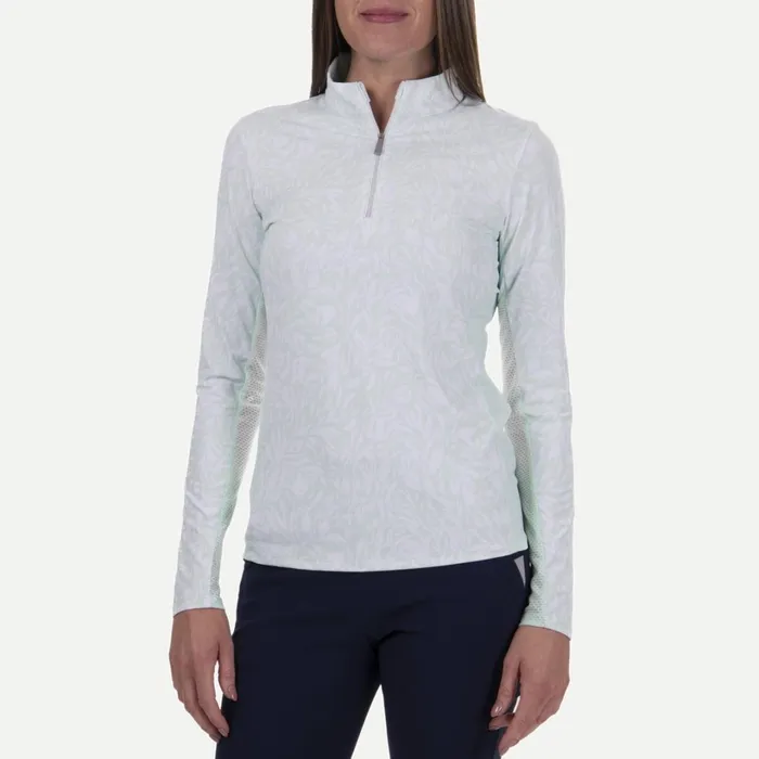 Women Sunshine Printed HalfZip Cucumber Icewhite KJUS Midlayers and Sweaters