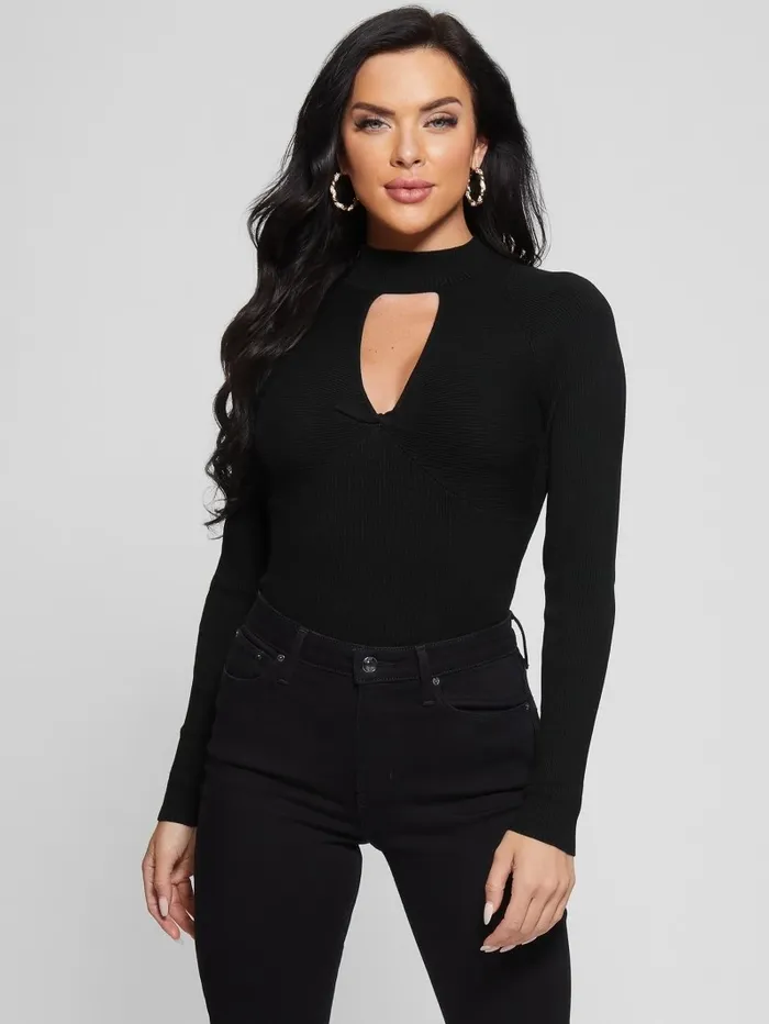 Women Sweaters and Knits GUESS Eco Rubie Cutout Sweater Black