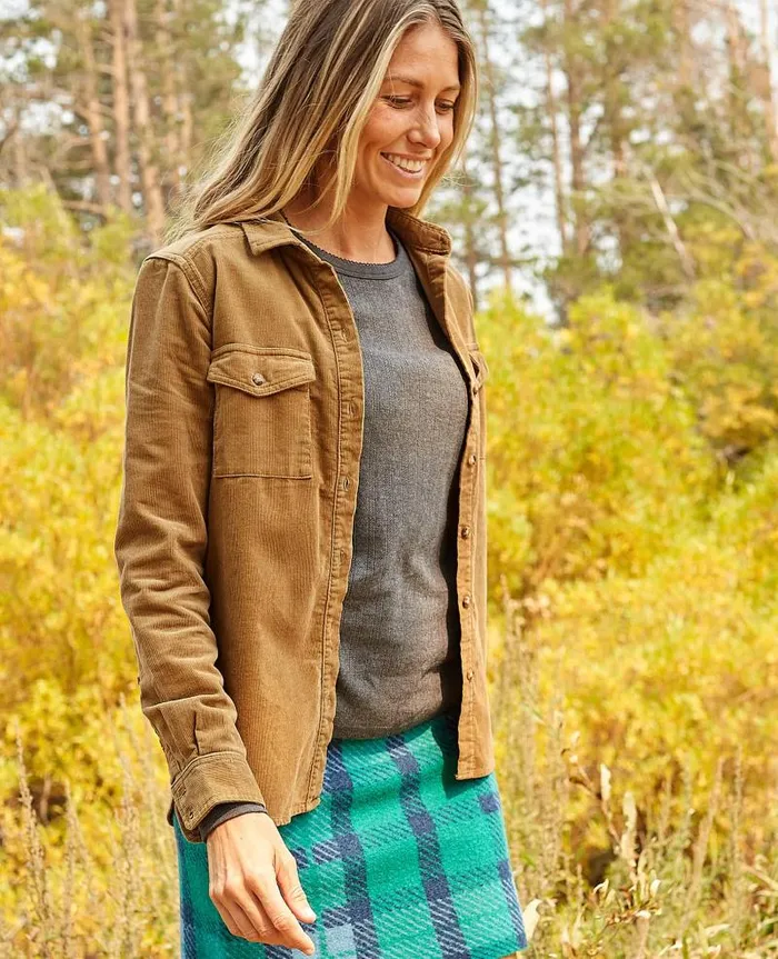 Women Sweaters Jackets and Layers Toad and Co Scouter Cord Long Sleeve Shirt Honey Brown