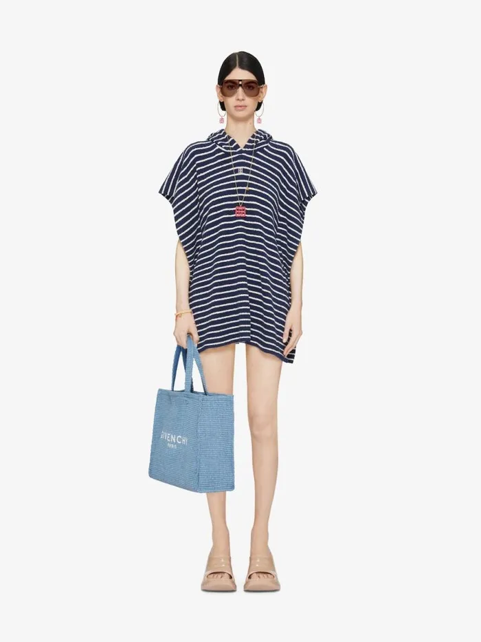 Women Sweatshirts and Hoodies Givenchy Striped Poncho In Cotton Towelling With 4G Detail Navynatural Women Sweatshirts and Hoodies Givenchy Striped Poncho In Cotton Towelling With 4G Detail Navynatural