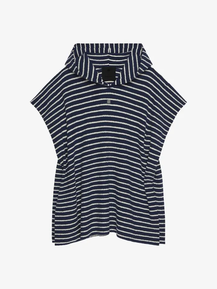Women Sweatshirts and Hoodies Givenchy Striped Poncho In Cotton Towelling With 4G Detail Navynatural