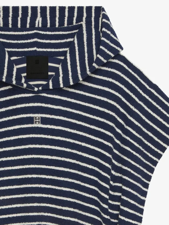 Women Sweatshirts and Hoodies Givenchy Striped Poncho In Cotton Towelling With 4G Detail Navynatural