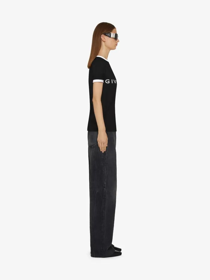 Women TShirts Givenchy GIVENCHY Archetype Slim Fit Tshirt In Cotton Blackwhite