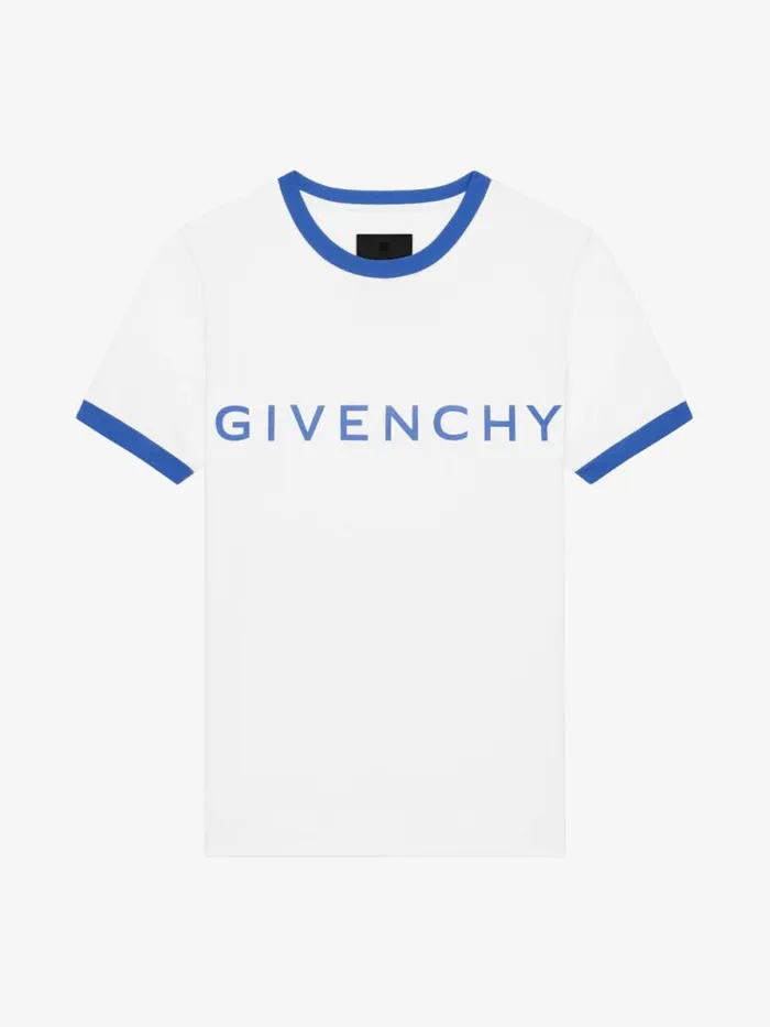 Women TShirts Givenchy GIVENCHY Archetype Slim Fit Tshirt In Cotton Optic Whiteblue
