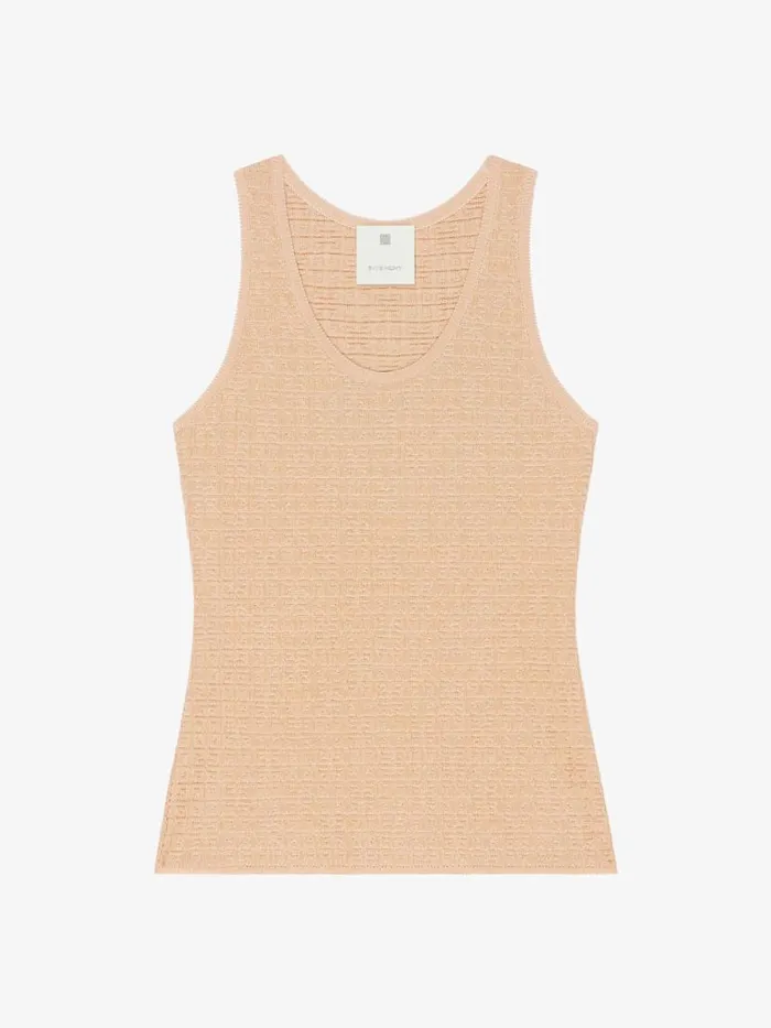 Women TShirts Givenchy Tank Top In 4G Mini Jacquard Tan