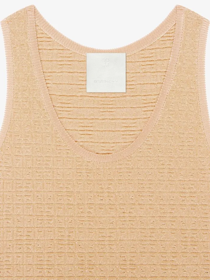 Women TShirts Givenchy Tank Top In 4G Mini Jacquard Tan