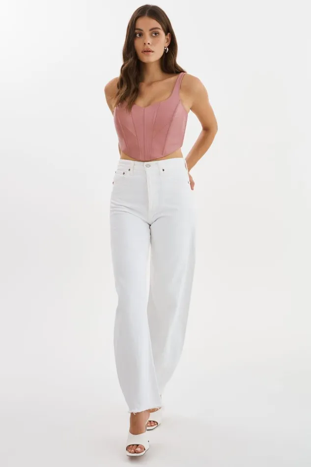 Women TABIA Leather Corset Top Mauve Pink LAMARQUE Tops Women TABIA Leather Corset Top Mauve Pink LAMARQUE Tops