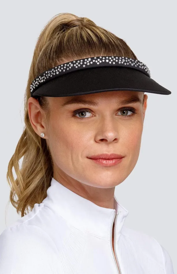 Women Tail Activewear Fun In The Sun Samantha Visor Onyx Black With Rhinestones