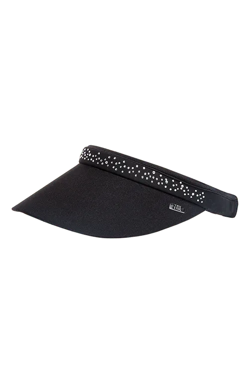 Women Tail Activewear Fun In The Sun Samantha Visor Onyx Black With Rhinestones