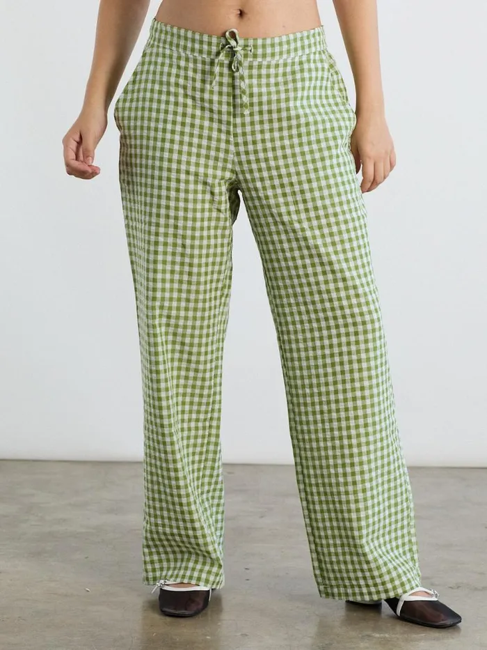Women The Perfect Pant Green Gingham Lisa Says Gah Bottoms