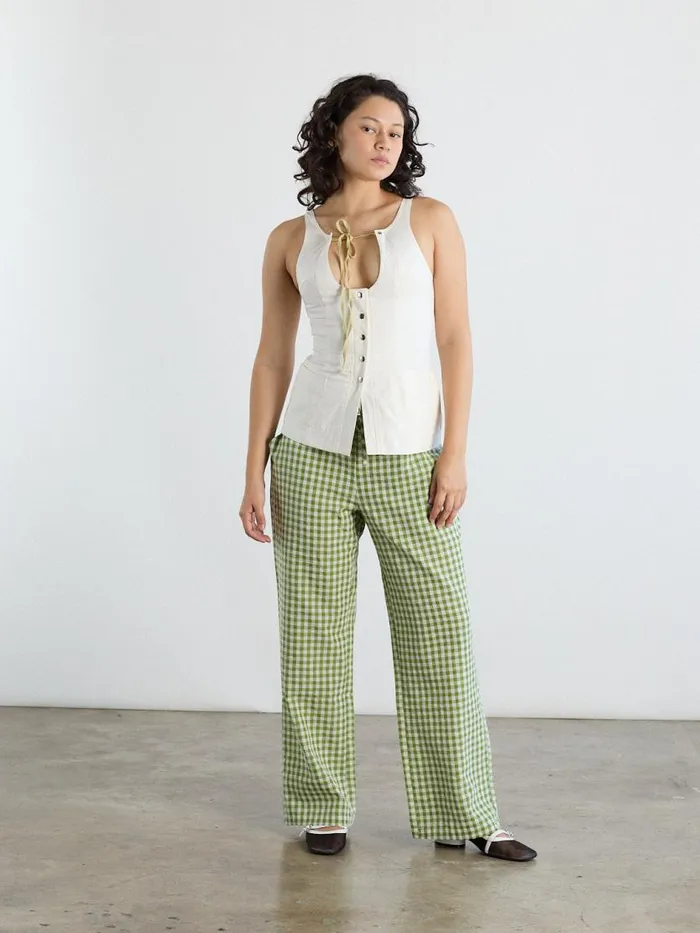 Women The Perfect Pant Green Gingham Lisa Says Gah Bottoms