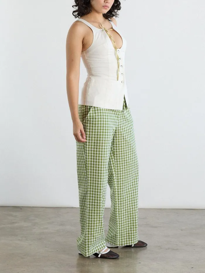 Women The Perfect Pant Green Gingham Lisa Says Gah Bottoms