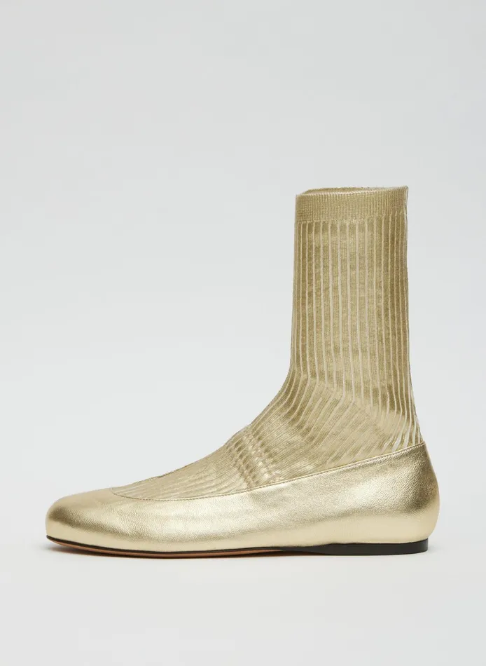 Women Tibi Boots Borg Metallic Sock Shoe