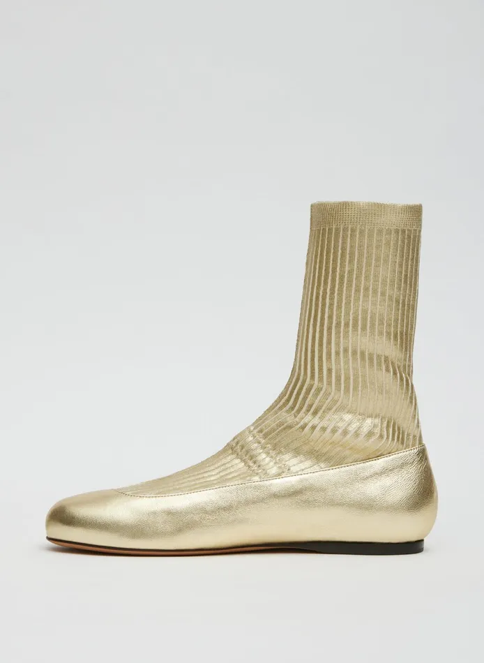 Women Tibi Boots Borg Metallic Sock Shoe
