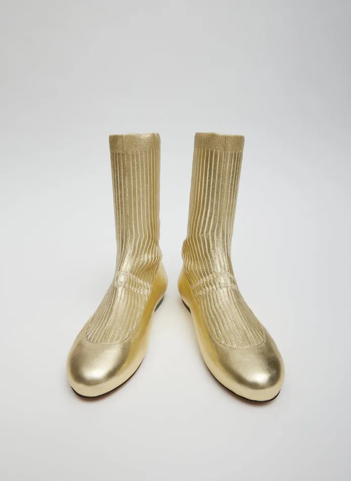 Women Tibi Boots Borg Metallic Sock Shoe