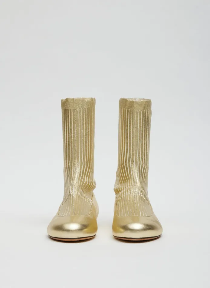 Women Tibi Boots Borg Metallic Sock Shoe