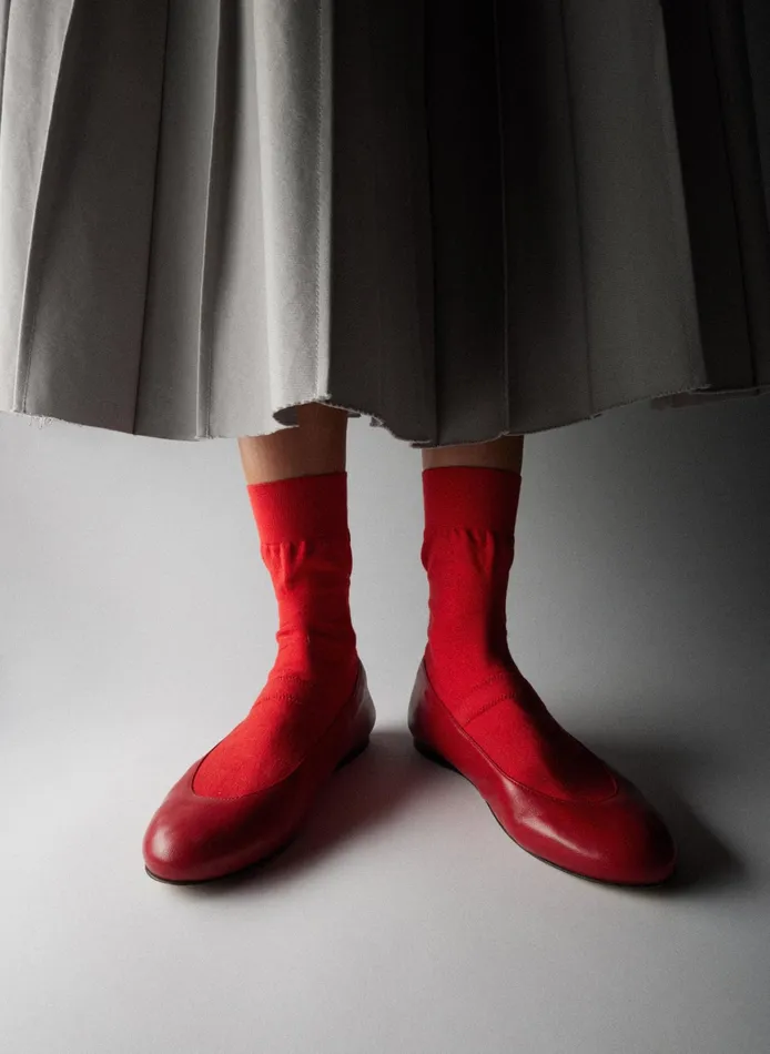 Women Tibi Flats Borg Sock Shoe