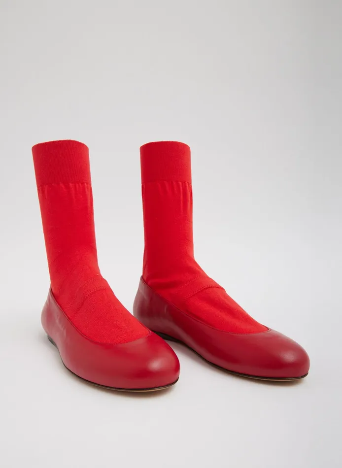 Women Tibi Flats Borg Sock Shoe