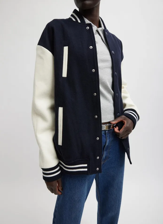 Women Tibi Jackets and Outerwear Felted Wool Cocoon Varsity Bomber
