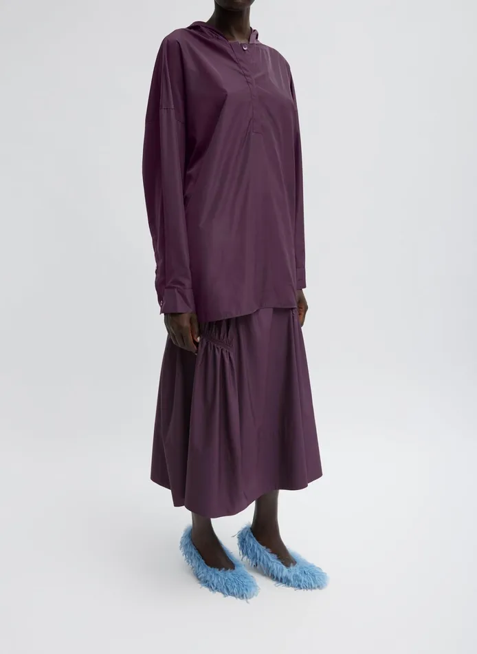 Women Tibi Jackets and Outerwear Shirred Nylon Hoodie With Cocoon Back