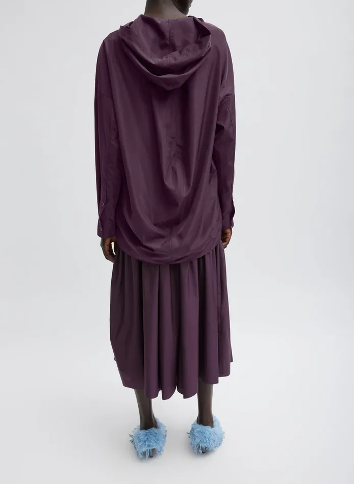 Women Tibi Jackets and Outerwear Shirred Nylon Hoodie With Cocoon Back