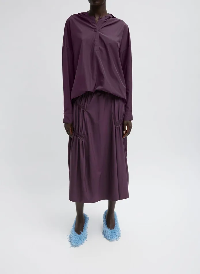 Women Tibi Jackets and Outerwear Shirred Nylon Hoodie With Cocoon Back