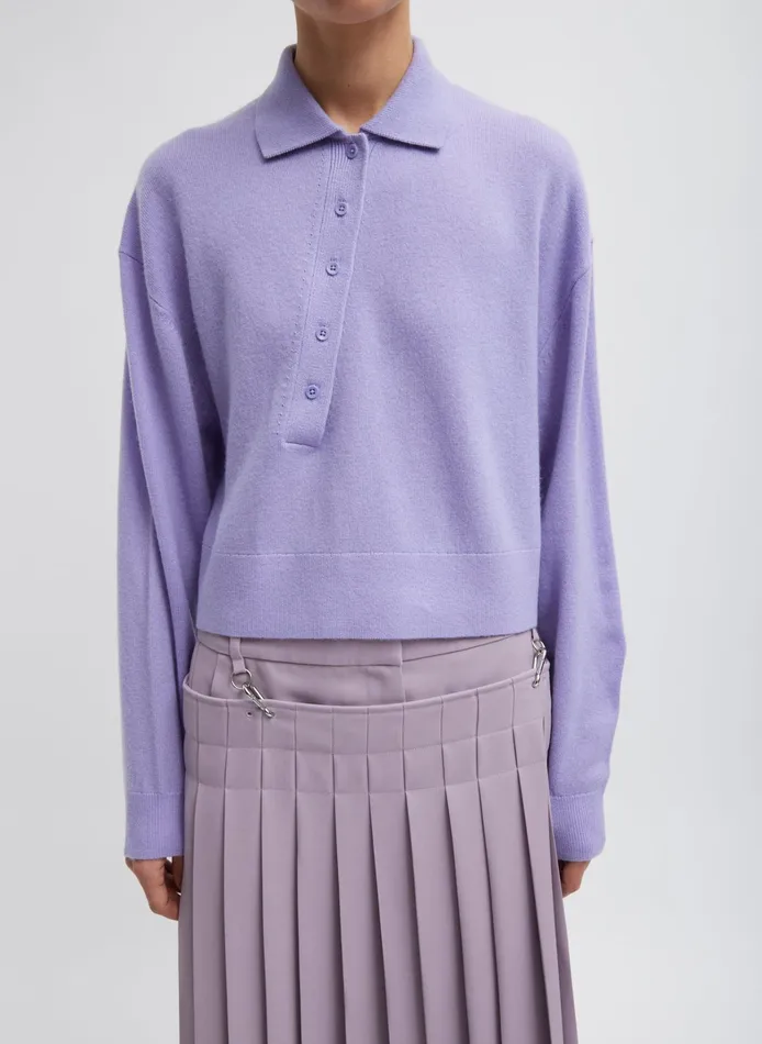 Women Tibi Knitwear and Sweatshirts Washable Cashmere Easy Polo Cropped Sweater