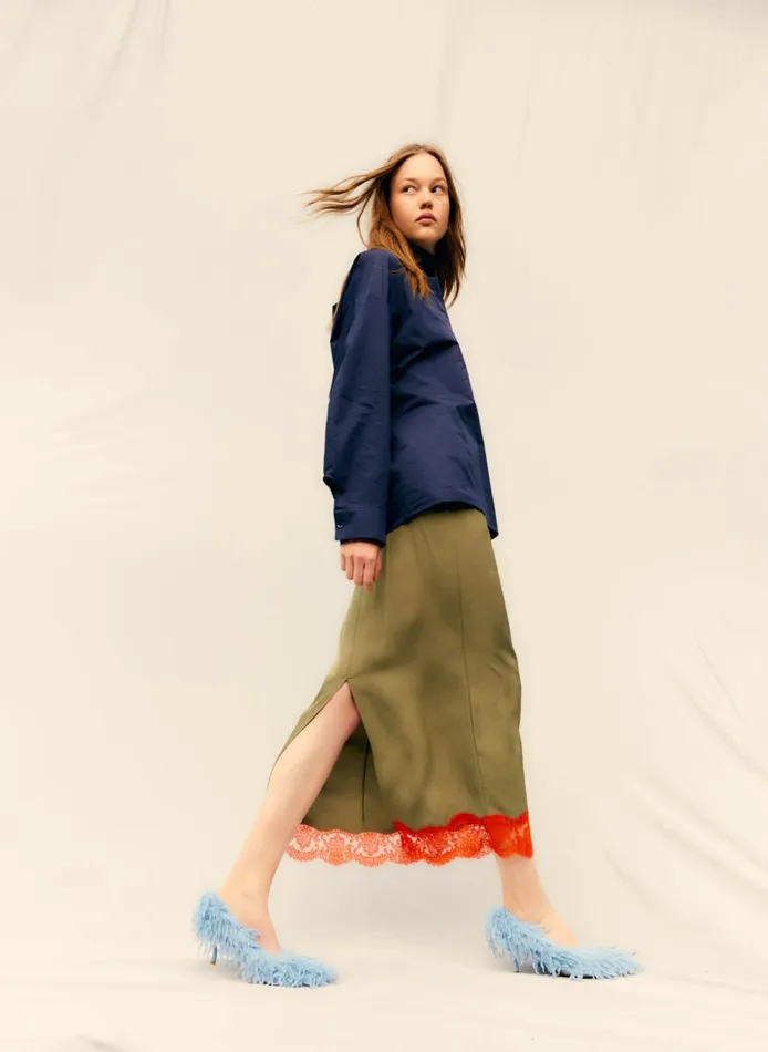 Women Tibi Skirts Lace Applique Slip Skirt