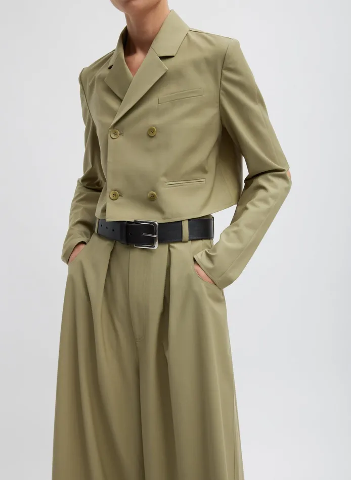 Women Tibi Suits Tropical Wool Cropped Lean Double Breasted Shirt Jacket
