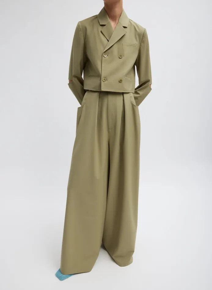 Women Tibi Suits Tropical Wool Cropped Lean Double Breasted Shirt Jacket