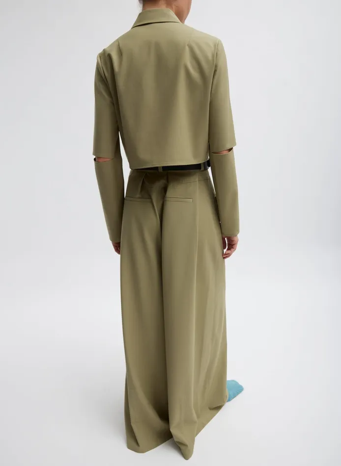 Women Tibi Suits Tropical Wool Cropped Lean Double Breasted Shirt Jacket