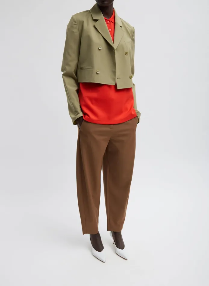 Women Tibi Suits Tropical Wool Cropped Lean Double Breasted Shirt Jacket