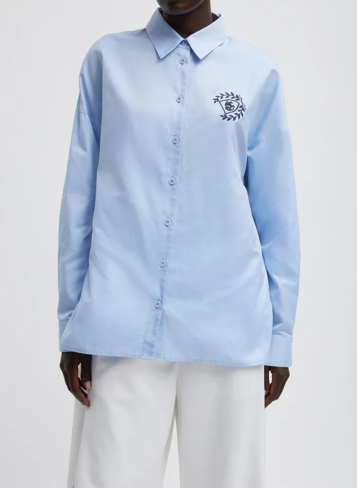 Women Tibi Tops Oxford Shirting Crest Gabe Oversized Shirt